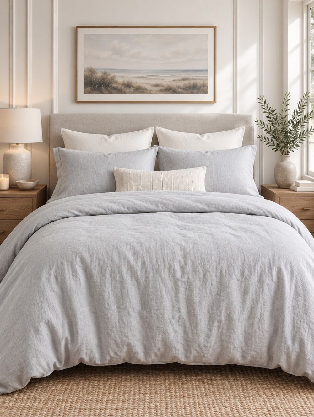 NWT Quince European Linen Duvet Cover King Cal King Light Gray 100% Linen